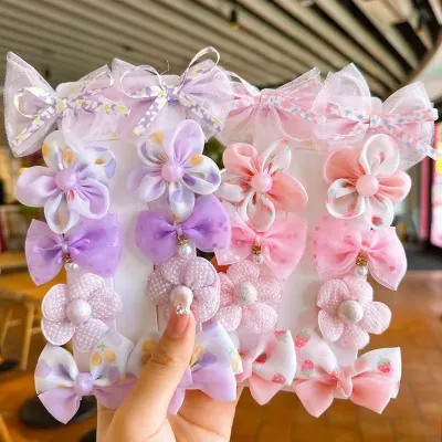 Baby Girls Lovely Flower Bow Hair Clips (10 Pcs)